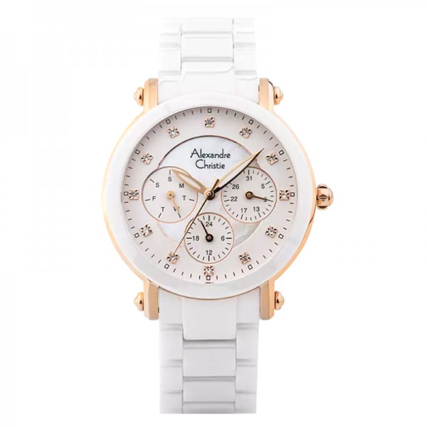 Alexandre Christie AC 2377 Rosegold White Ceramic BFBRGSL Alexandre Christie AC 2377 Rosegold White Ceramic BFBRGSL